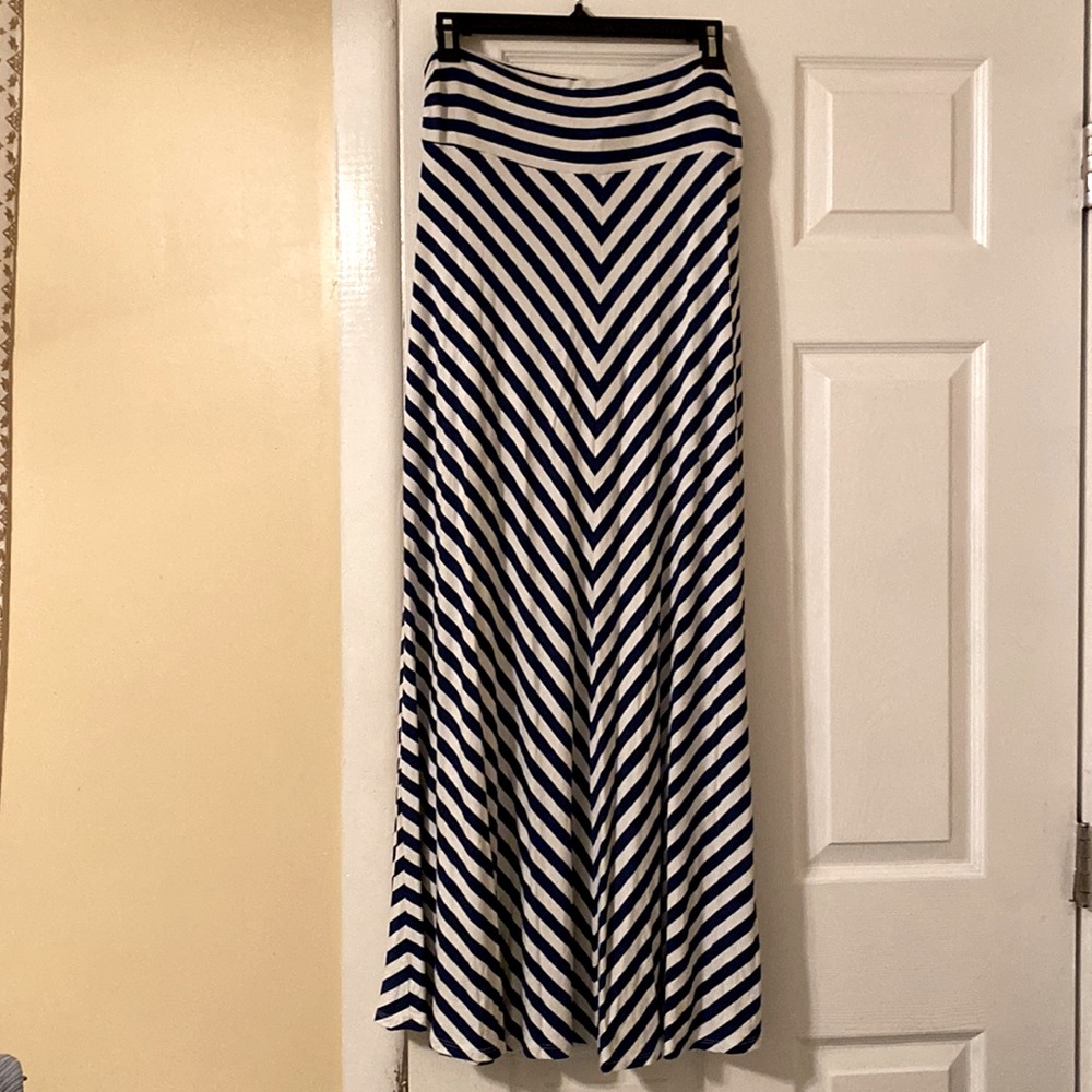 Merona Skirt Maxi Blue White Strip SZ L